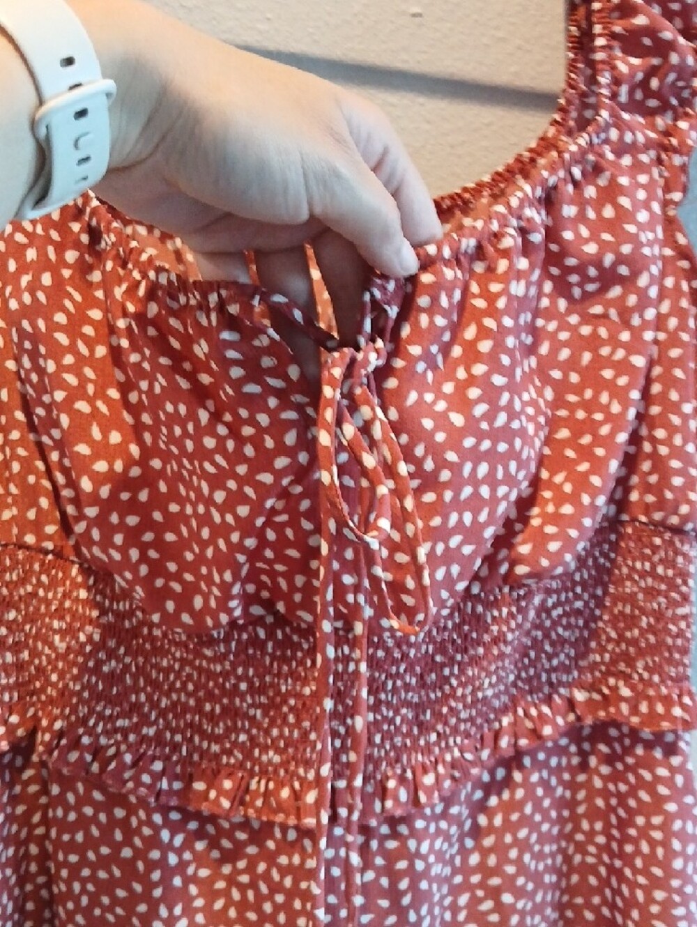 Xl Rust Red Printed Ruffle Sundress Summer Boho Cottagecore - Picture 2 of 5